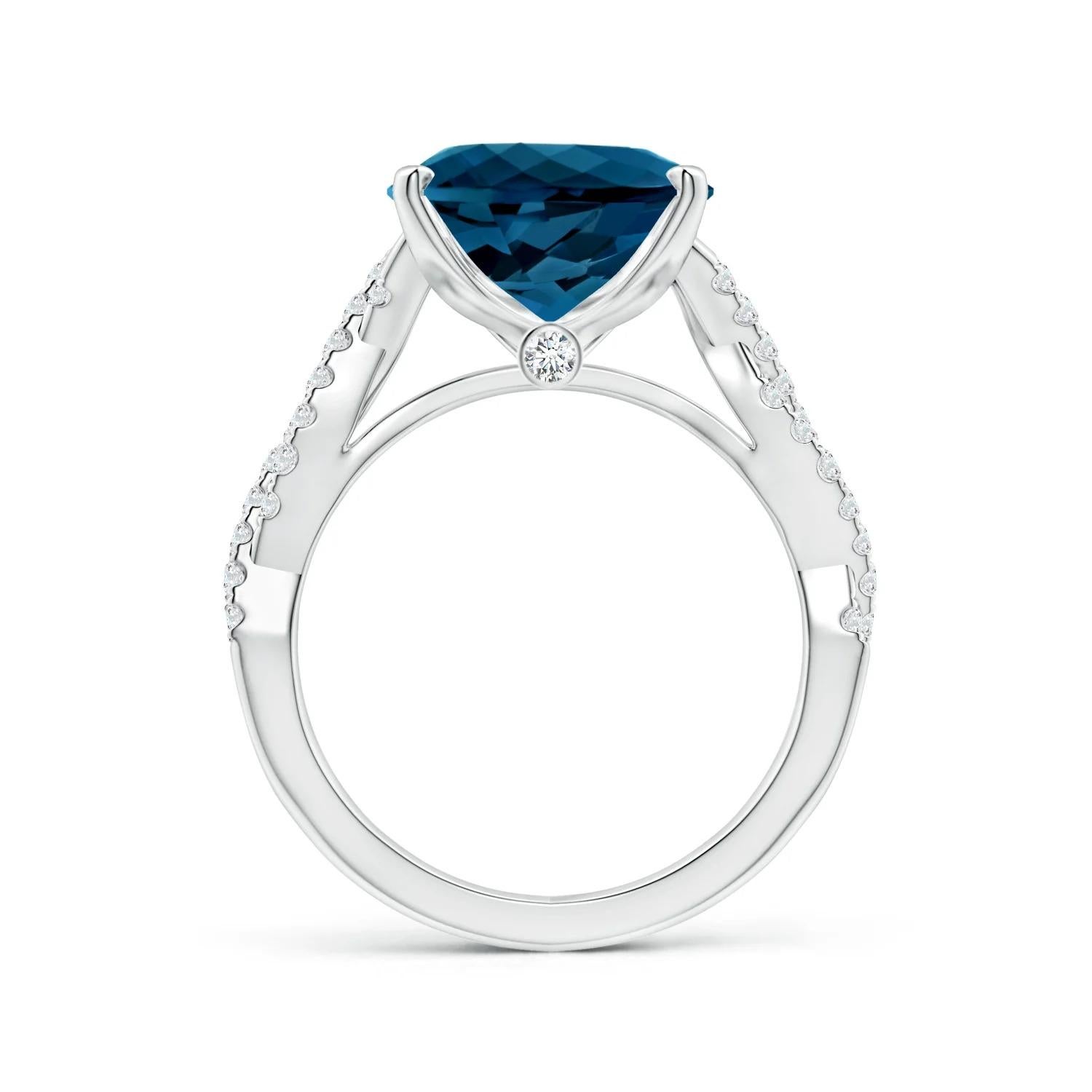 ANGARA GIA Certified Pear-Shaped London Blue Topaz Ring in Platinum 2