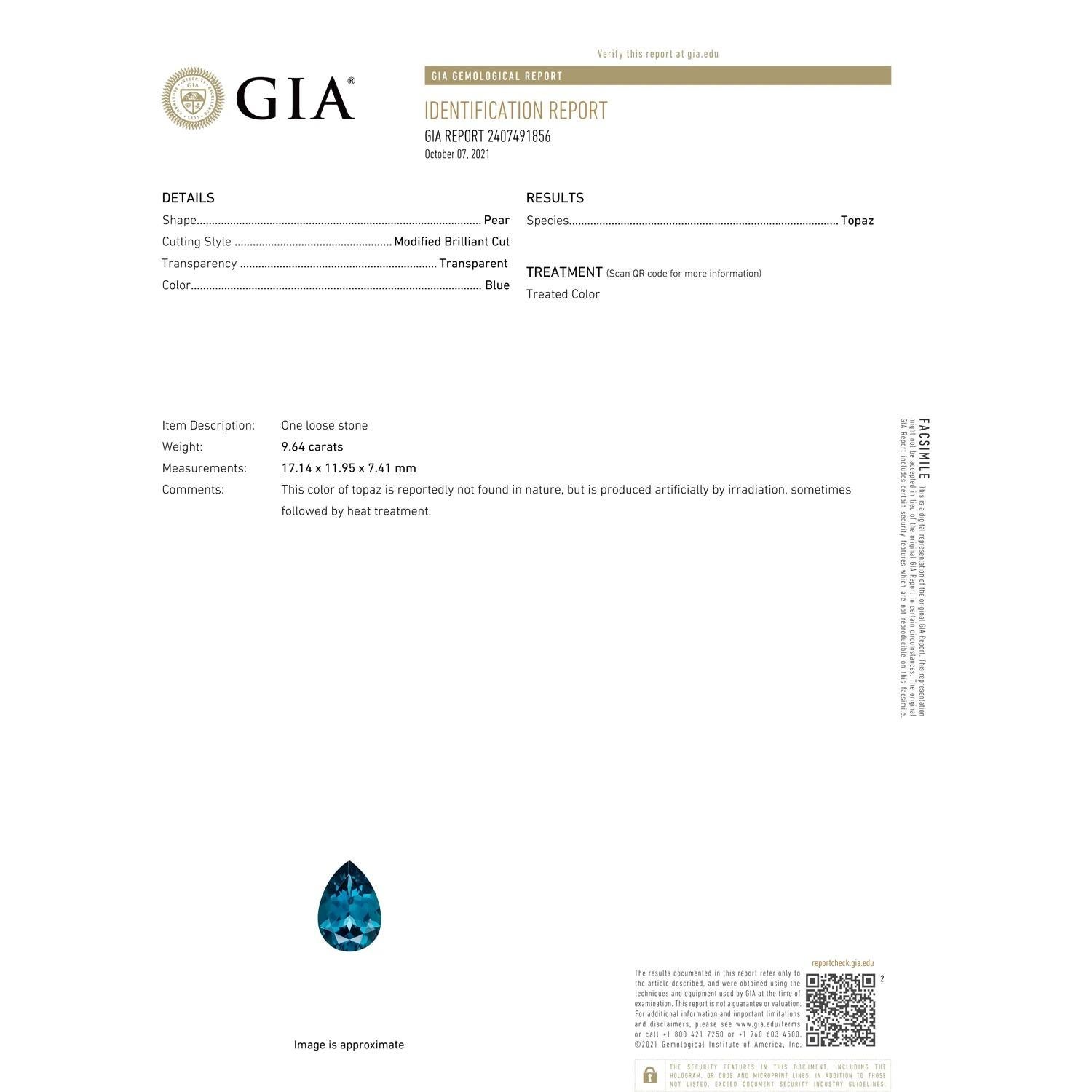 ANGARA GIA Certified Pear-Shaped London Blue Topaz Ring in Platinum 3