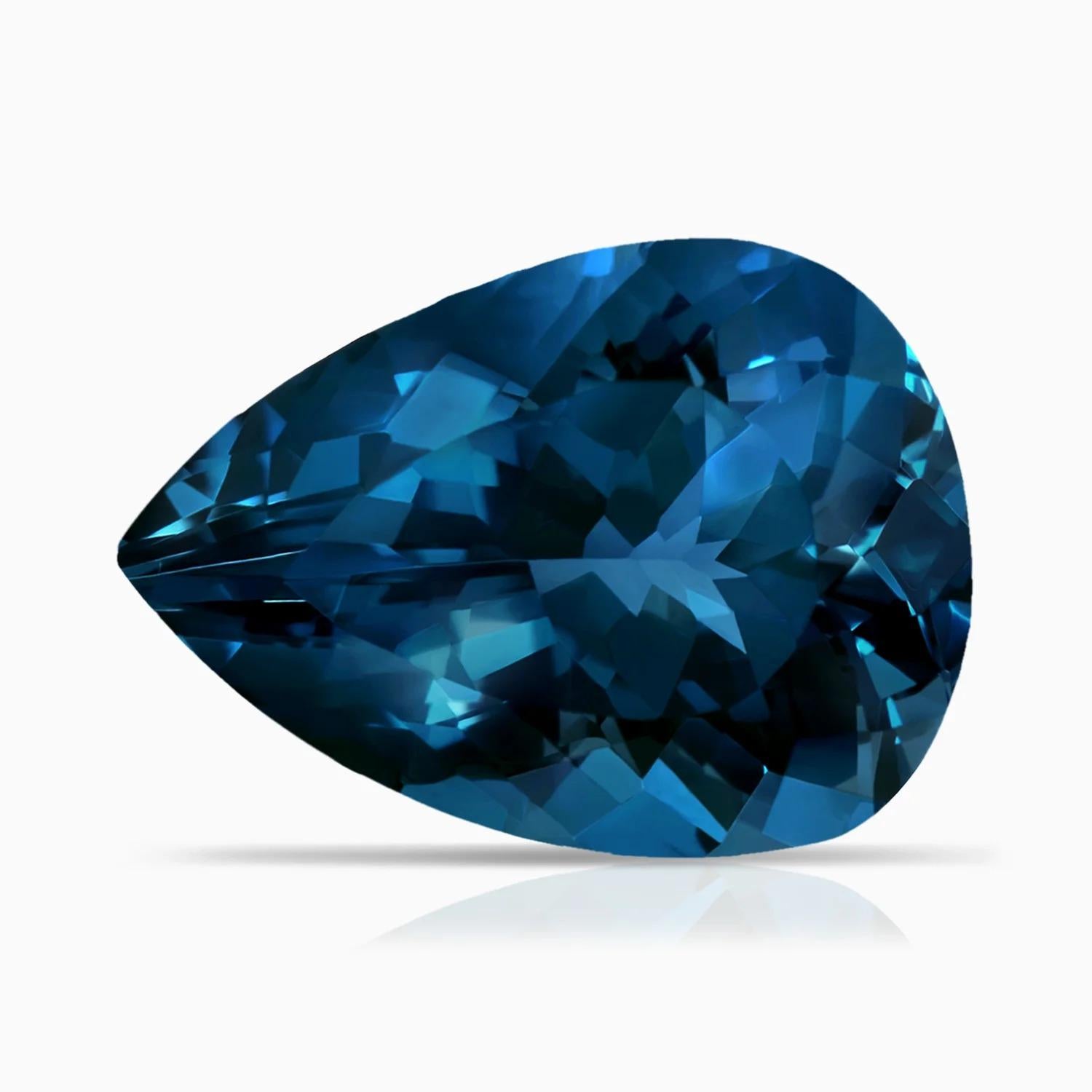 ANGARA GIA Certified Pear-Shaped London Blue Topaz Ring in Platinum 6