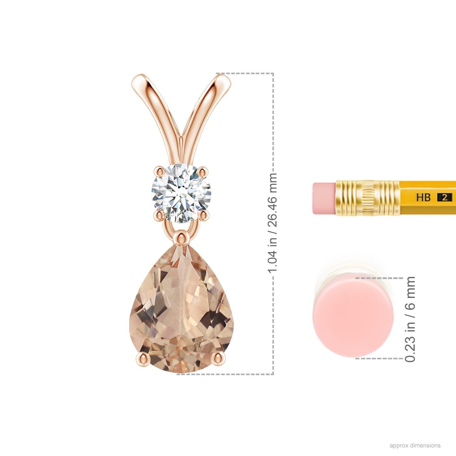Angara GIA Certified Pear-Shaped Natural Morganite Rose Gold Pendant Necklace In New Condition For Sale In Los Angeles, CA