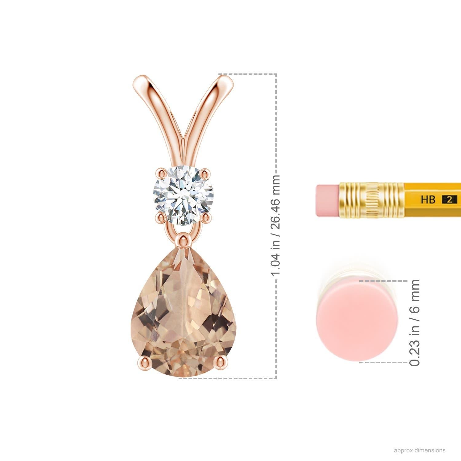 ANGARA GIA Certified Pear-Shaped Natural Morganite Rose Gold Pendant Necklace In New Condition For Sale In Los Angeles, CA