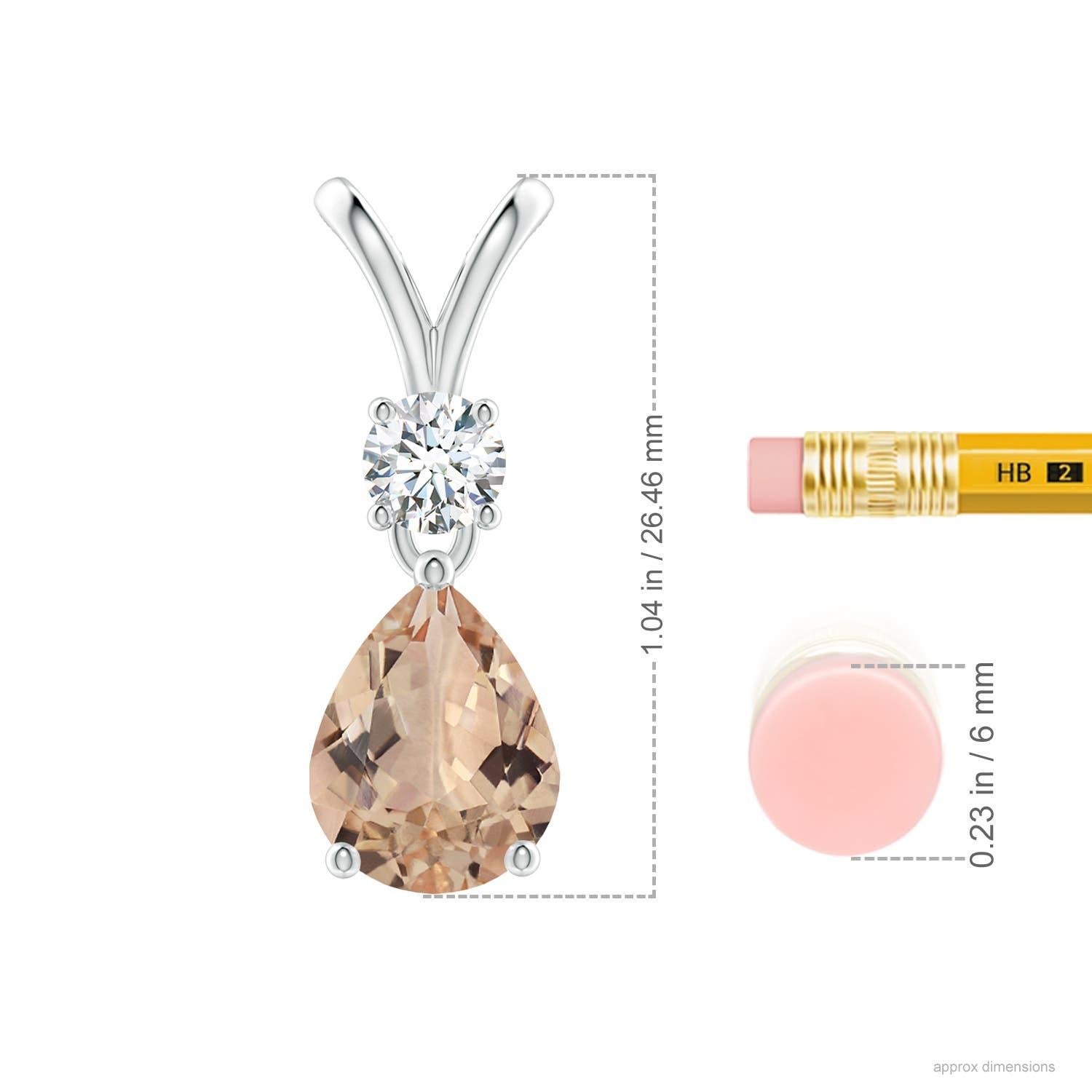 ANGARA GIA Certified Pear-Shaped Natural Morganite White Gold Pendant Necklace In New Condition For Sale In Los Angeles, CA