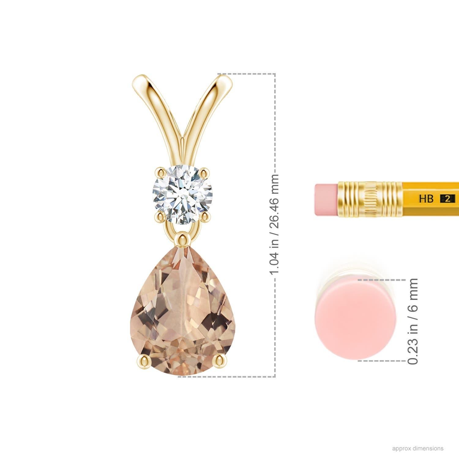 Angara GIA Certified Pear-Shaped Natural Morganite Yellow Gold Pendant Necklace In New Condition For Sale In Los Angeles, CA