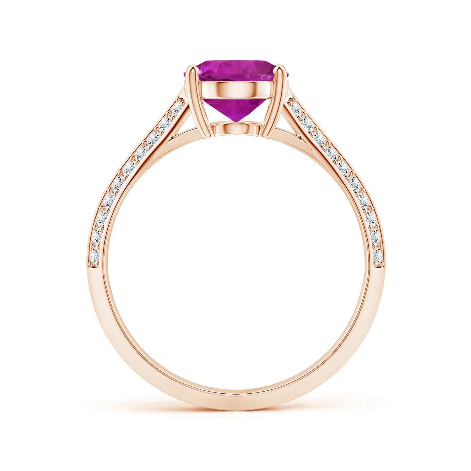 For Sale:  ANGARA GIA Certified Pink Sapphire Knife Edge Ring in Rose Gold with Diamonds 2
