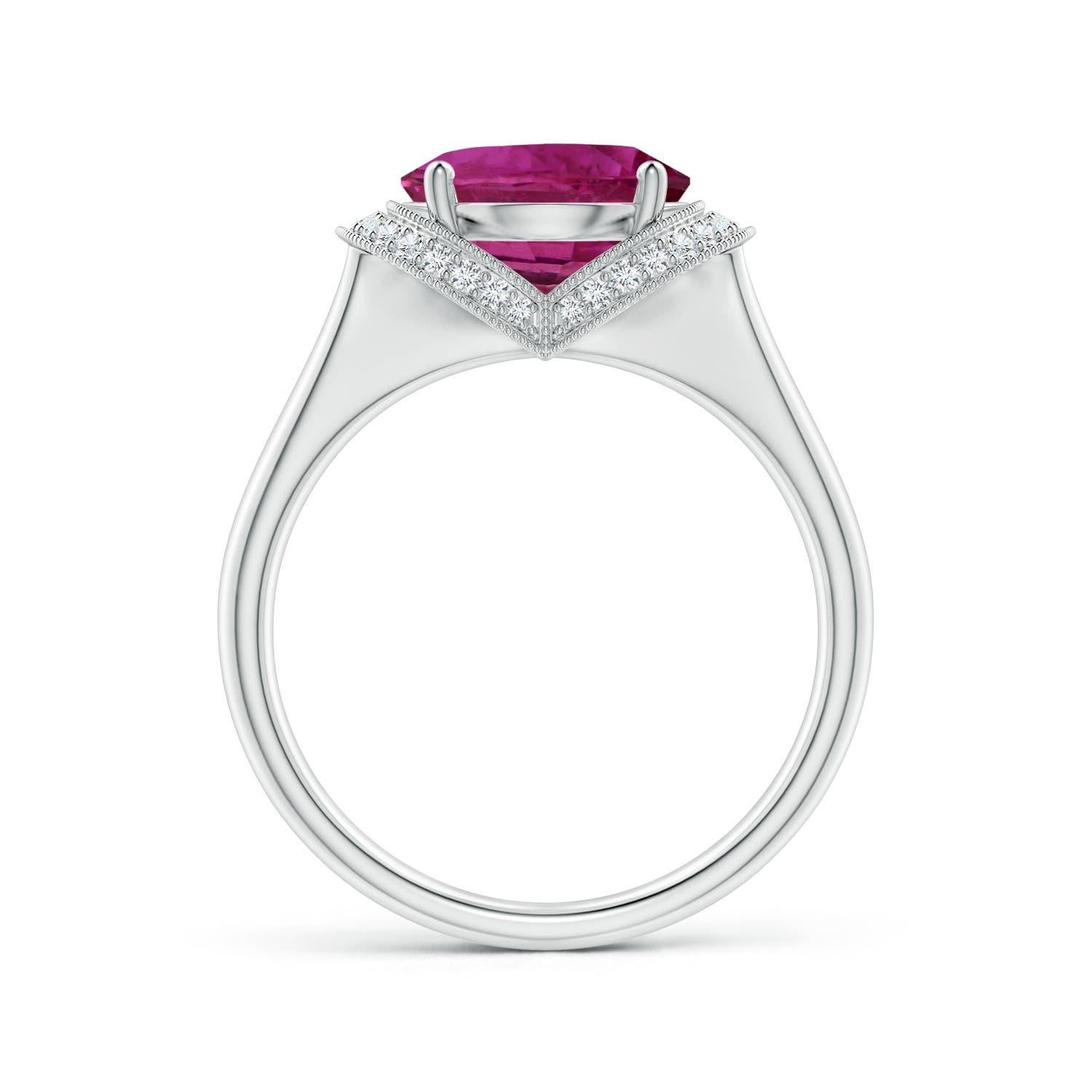 For Sale:  Angara Gia Certified Pink Sapphire Ring in Platinum with Diamond Half Halo 2