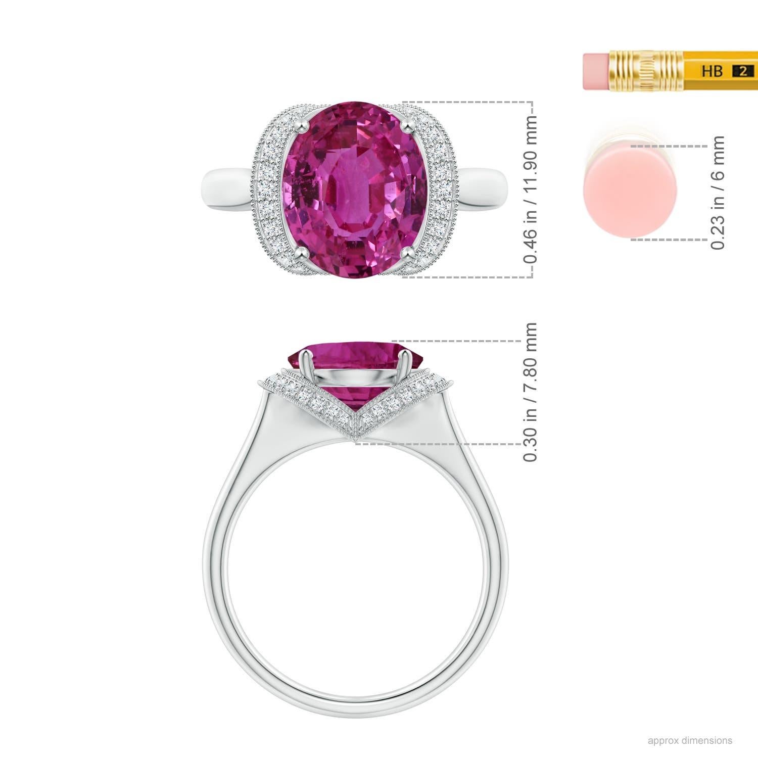 Angara Gia Certified Pink Sapphire Ring in Platinum with Diamond Half Halo 4