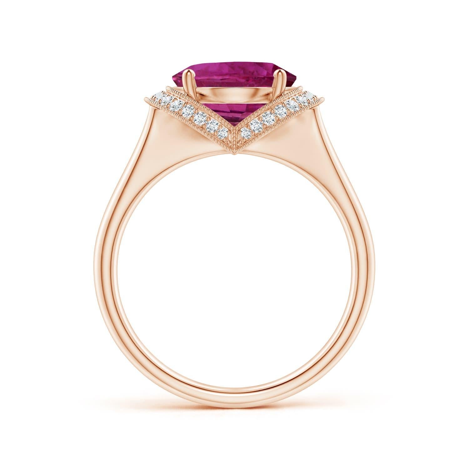 For Sale:  Angara Gia Certified Pink Sapphire Ring in Rose Gold with Diamond Half Halo 2