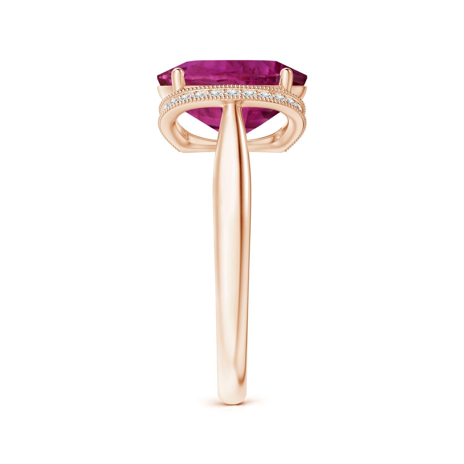 For Sale:  Angara Gia Certified Pink Sapphire Ring in Rose Gold with Diamond Half Halo 3