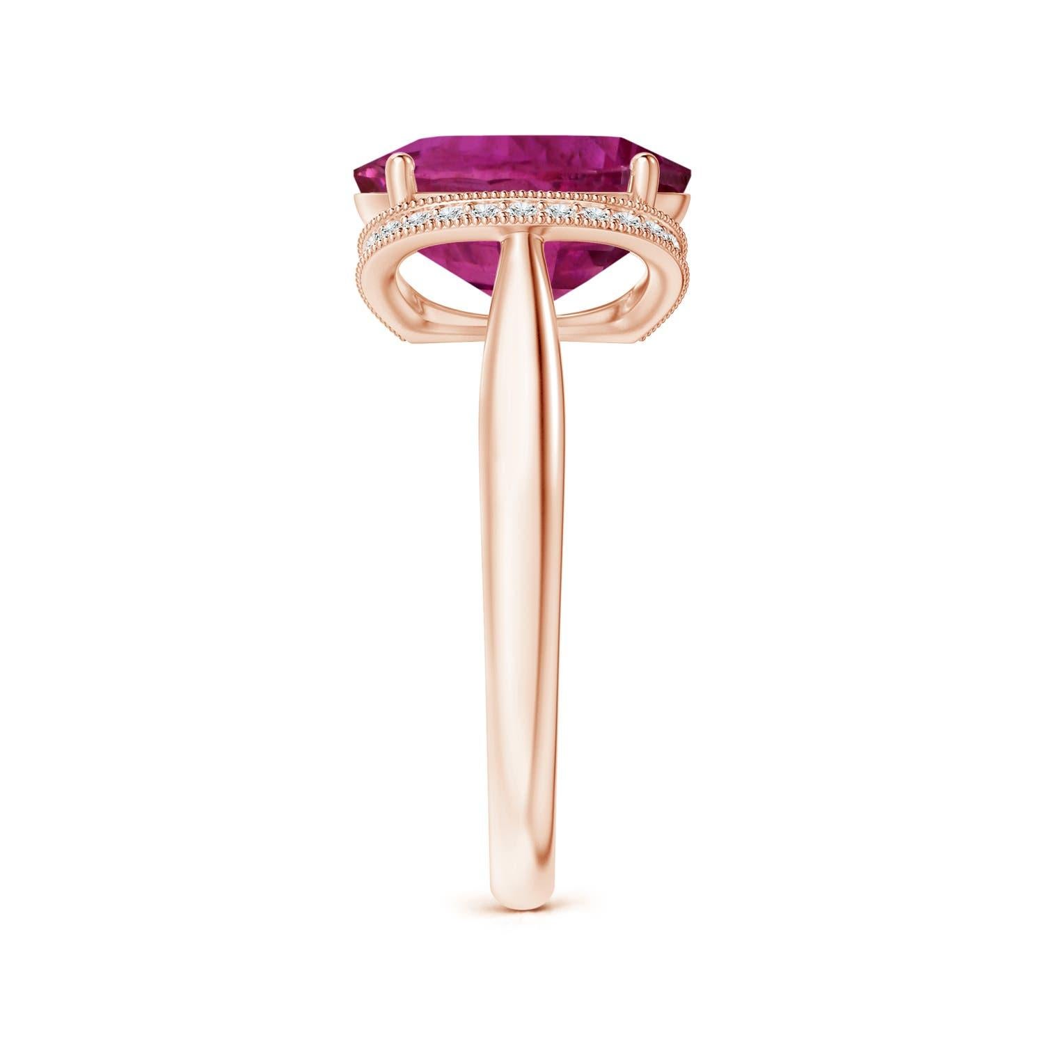 For Sale:  Angara Gia Certified Pink Sapphire Ring in Rose Gold with Diamond Half Halo 3
