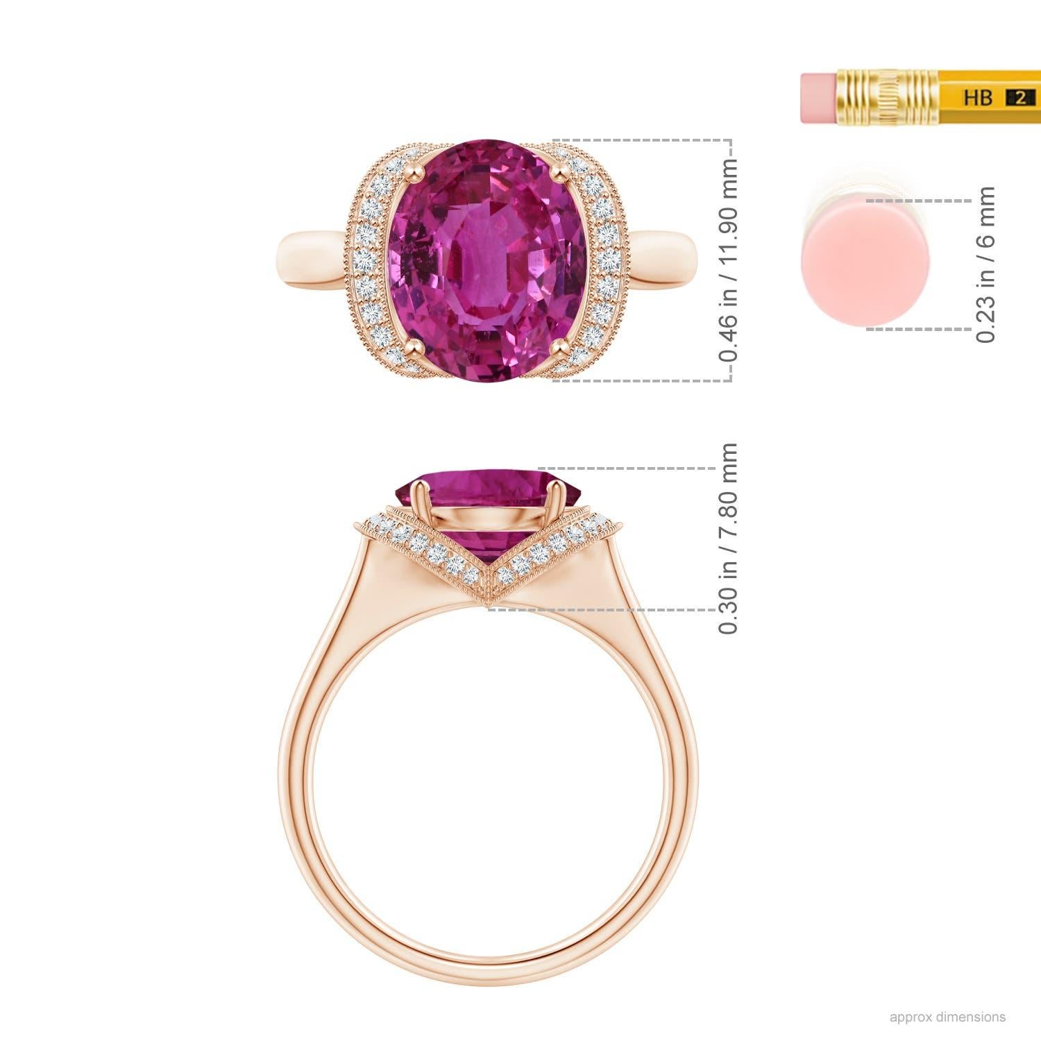 For Sale:  Angara Gia Certified Pink Sapphire Ring in Rose Gold with Diamond Half Halo 4