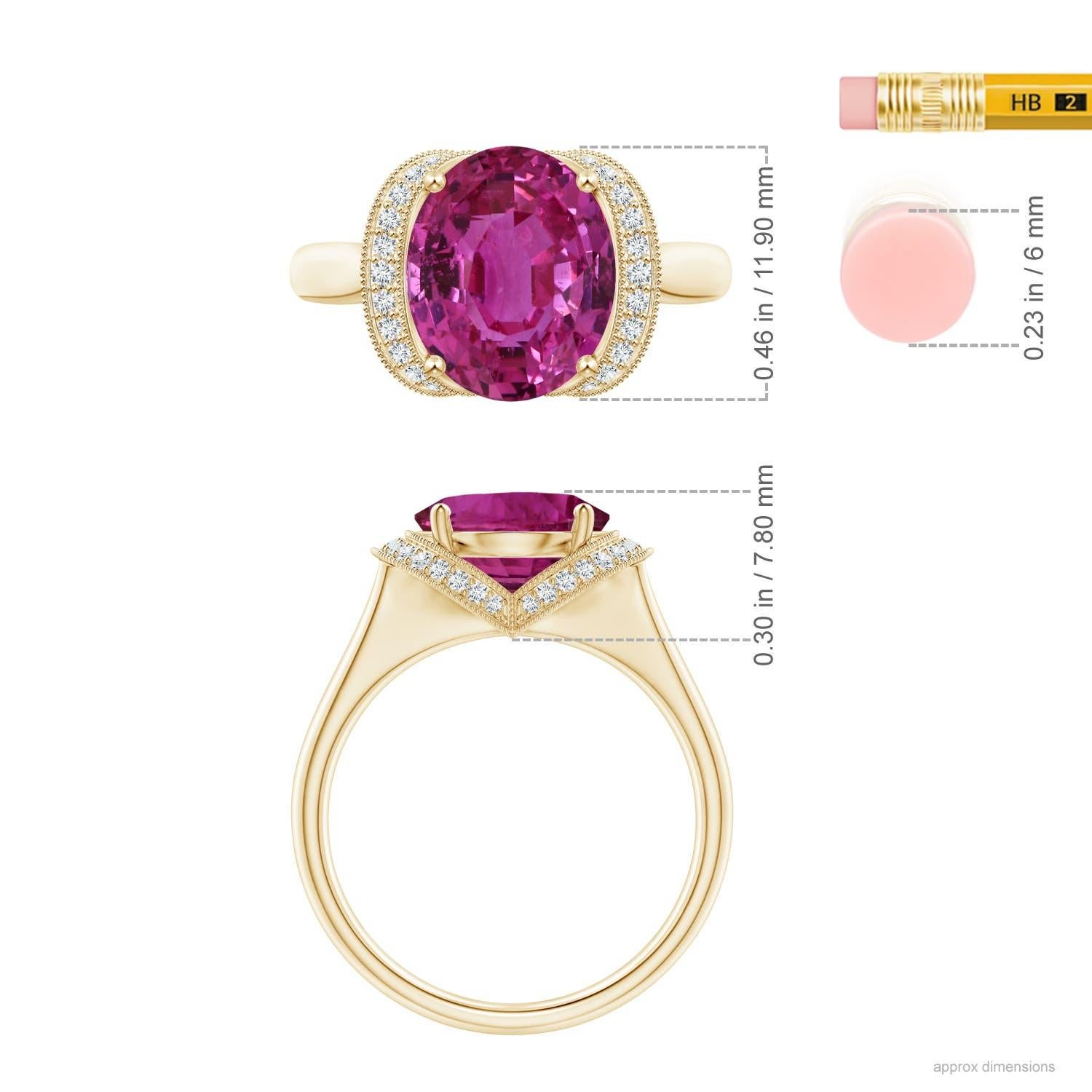 For Sale:  Angara Gia Certified Pink Sapphire Ring in Yellow Gold with Diamond Half Halo 4