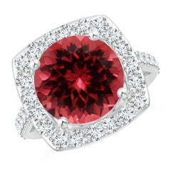 ANGARA GIA zertifizierter 2,15 Karat rosa Turmalin-Diamant-Halo-Ring aus 18 Karat Weißgold