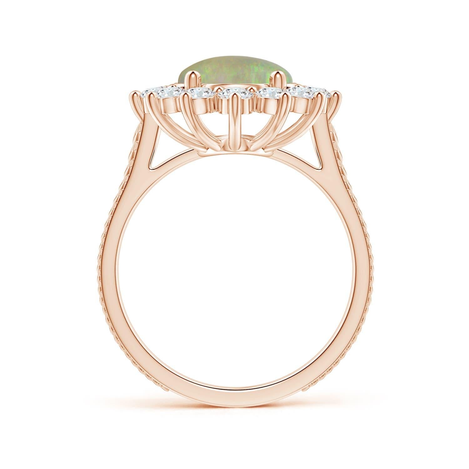 ANGARA GIA Certified Princess Diana Inspired Opal Halo Ring in Rose Gold  2