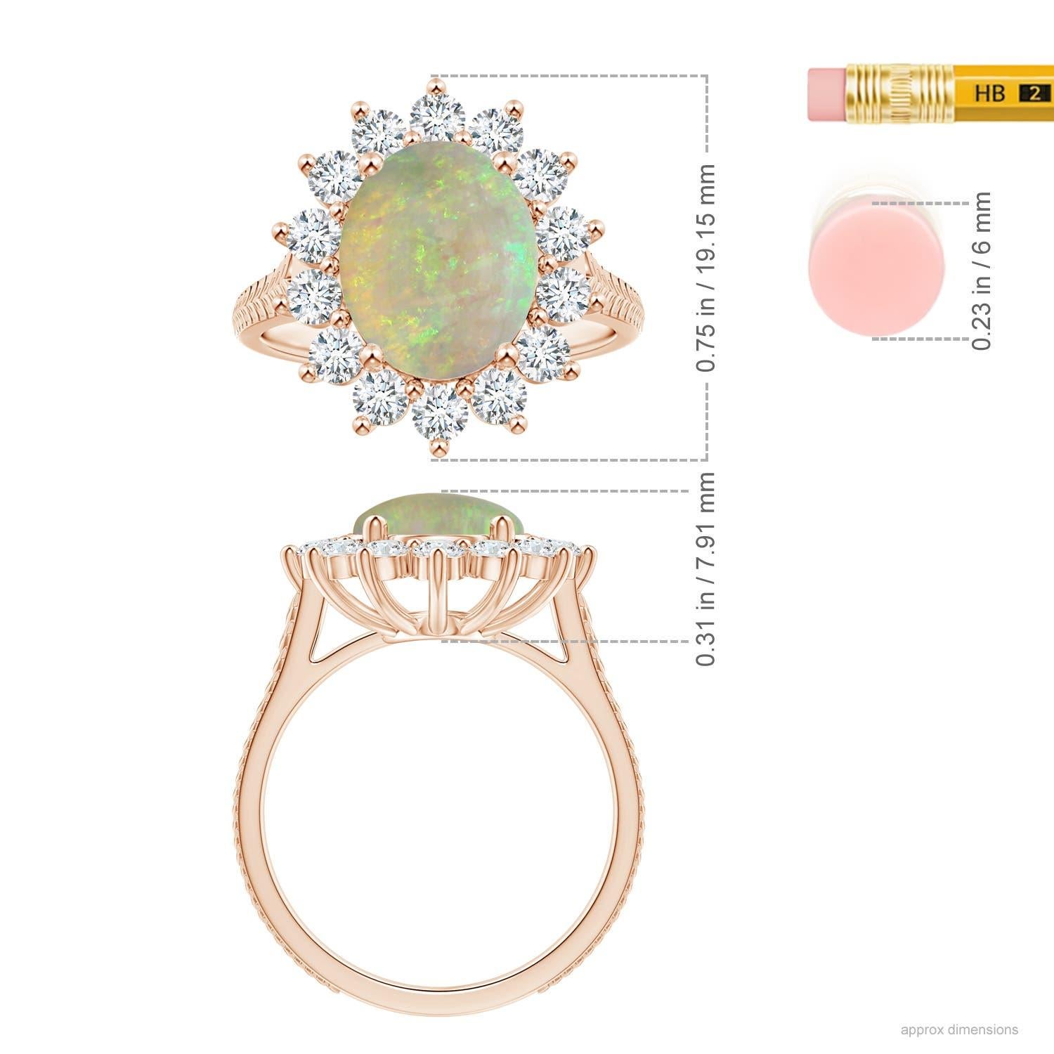 ANGARA GIA Certified Princess Diana Inspired Opal Halo Ring in Rose Gold  5