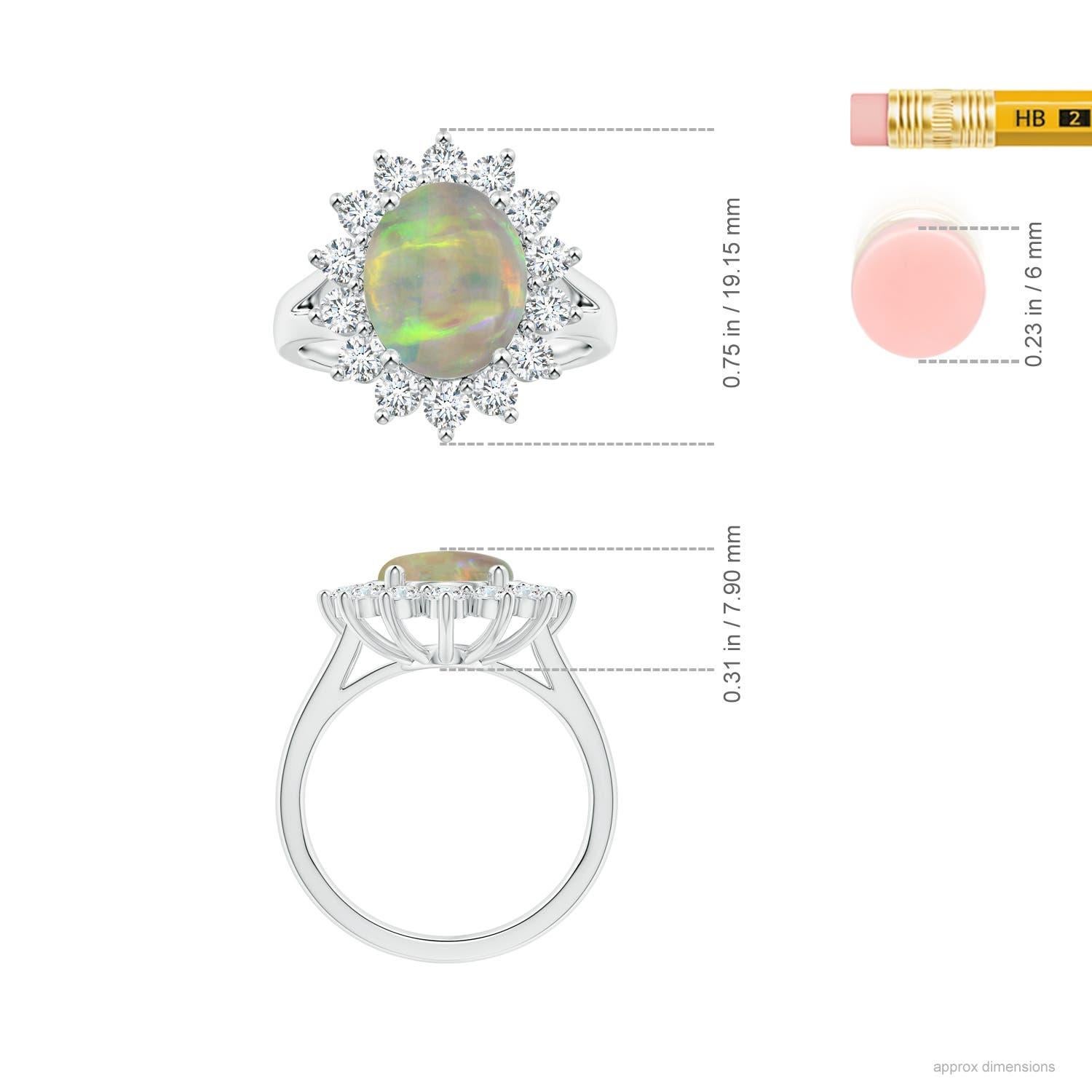 ANGARA GIA Certified Princess Diana Inspired Opal Ring in Platinum with Halo 4
