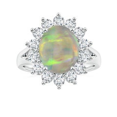 ANGARA GIA Certified Princess Diana Inspired Opal Ring in Platinum with Halo