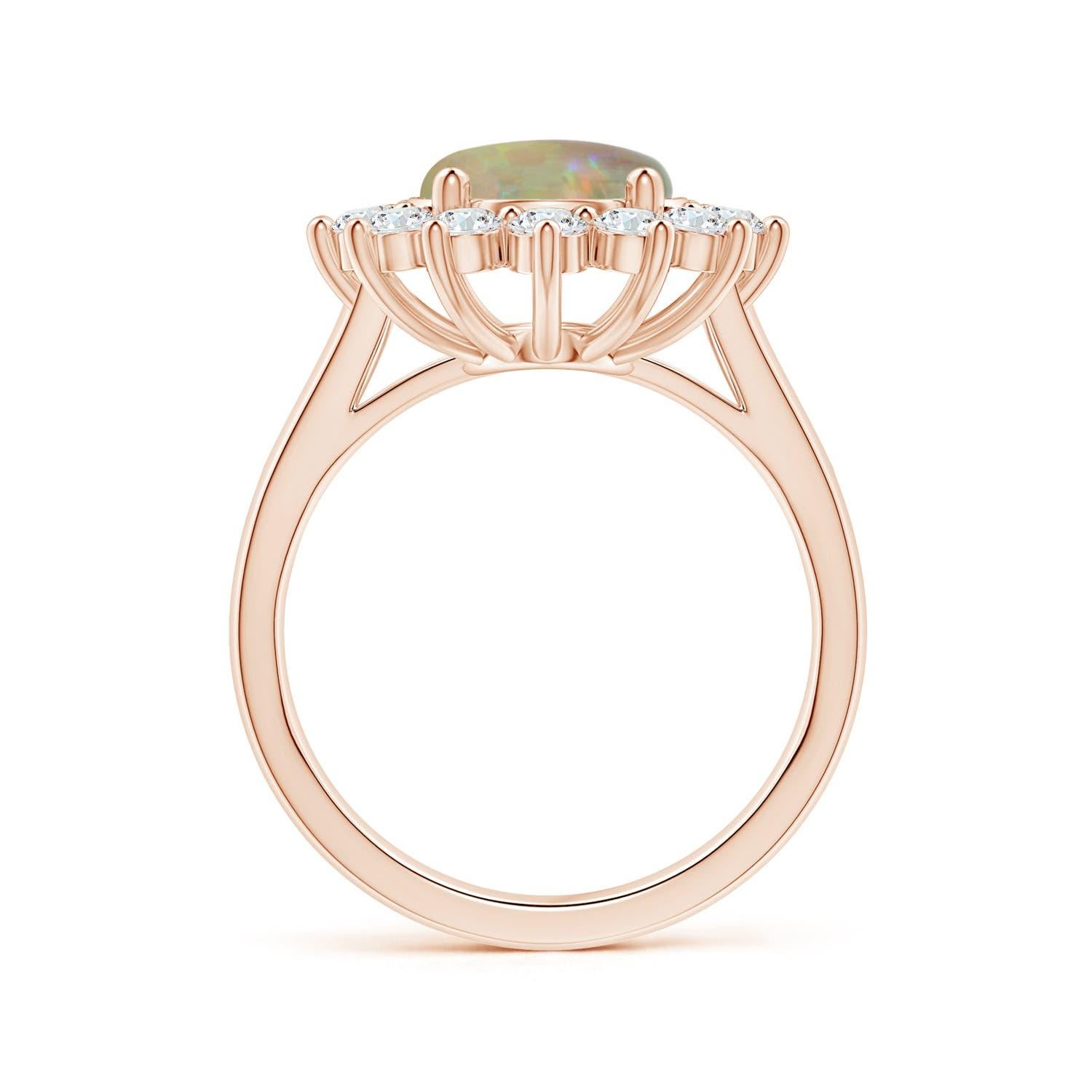 ANGARA GIA Certified Princess Diana Inspired Opal Rose Gold Ring with Halo 2