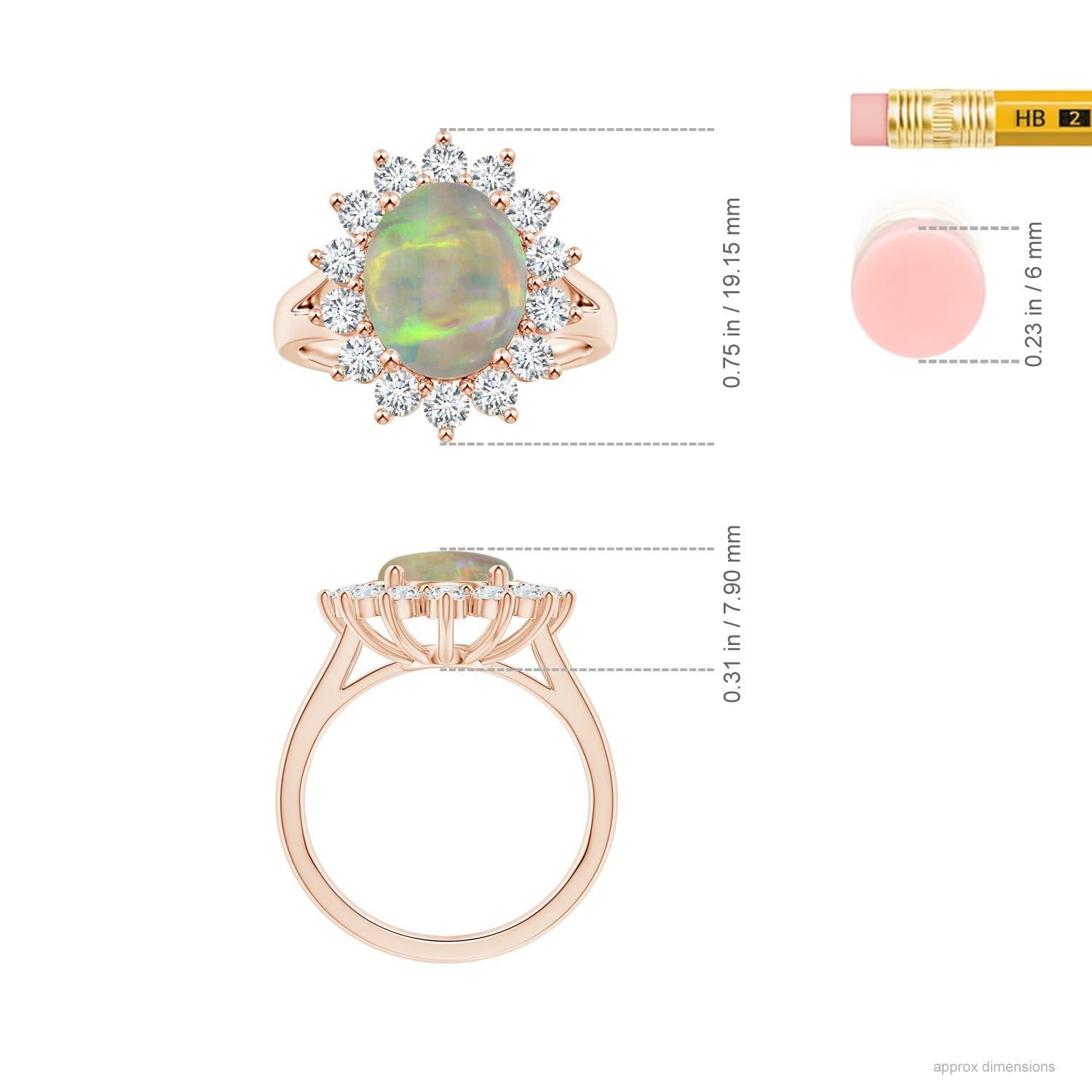 ANGARA GIA Certified Princess Diana Inspired Opal Rose Gold Ring with Halo 4