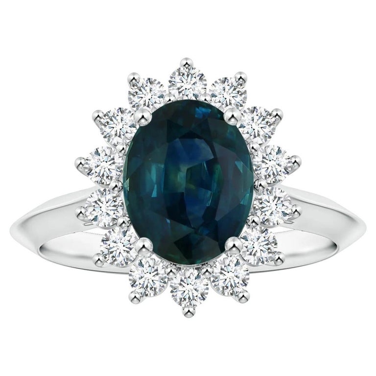 Saphir bleu sarcelle non chauffé de 1,35 carat, taille ovale, non