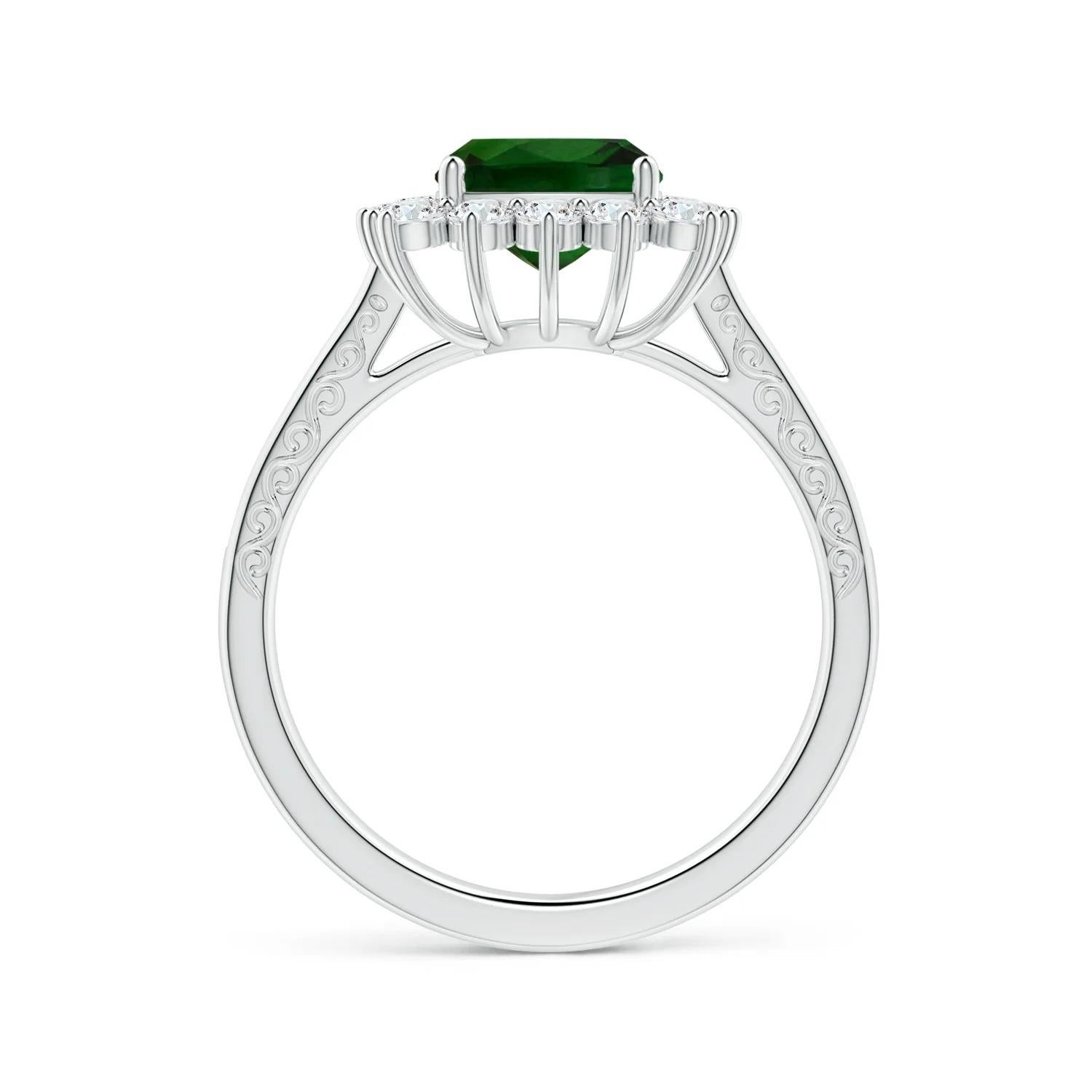 ANGARA GIA zertifizierter Prinzessin Diana inspirierter Tsavorit-Halo-Ring aus Platin () 2