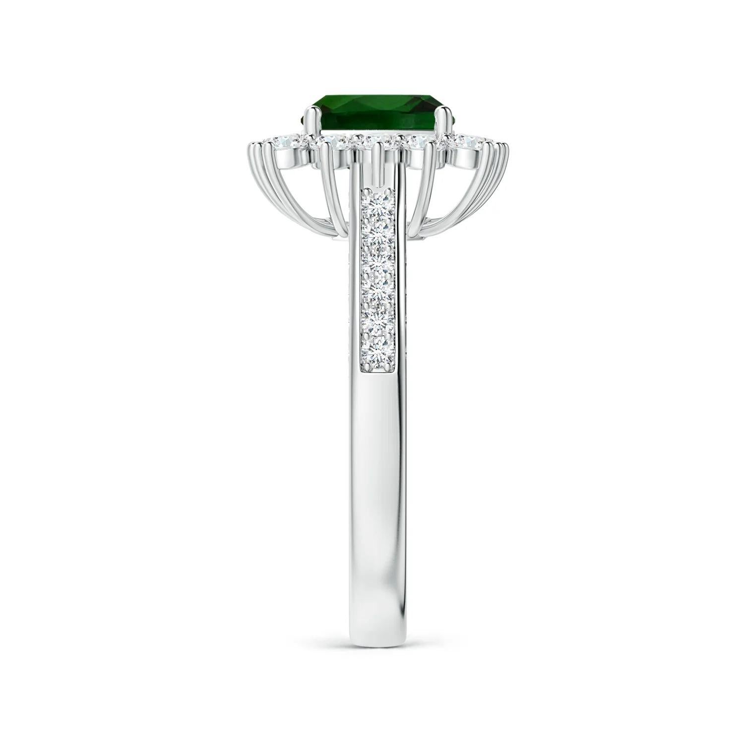 Angara Gia Certified Princess Diana Inspired Tsavorite Halo Ring in White Gold 4