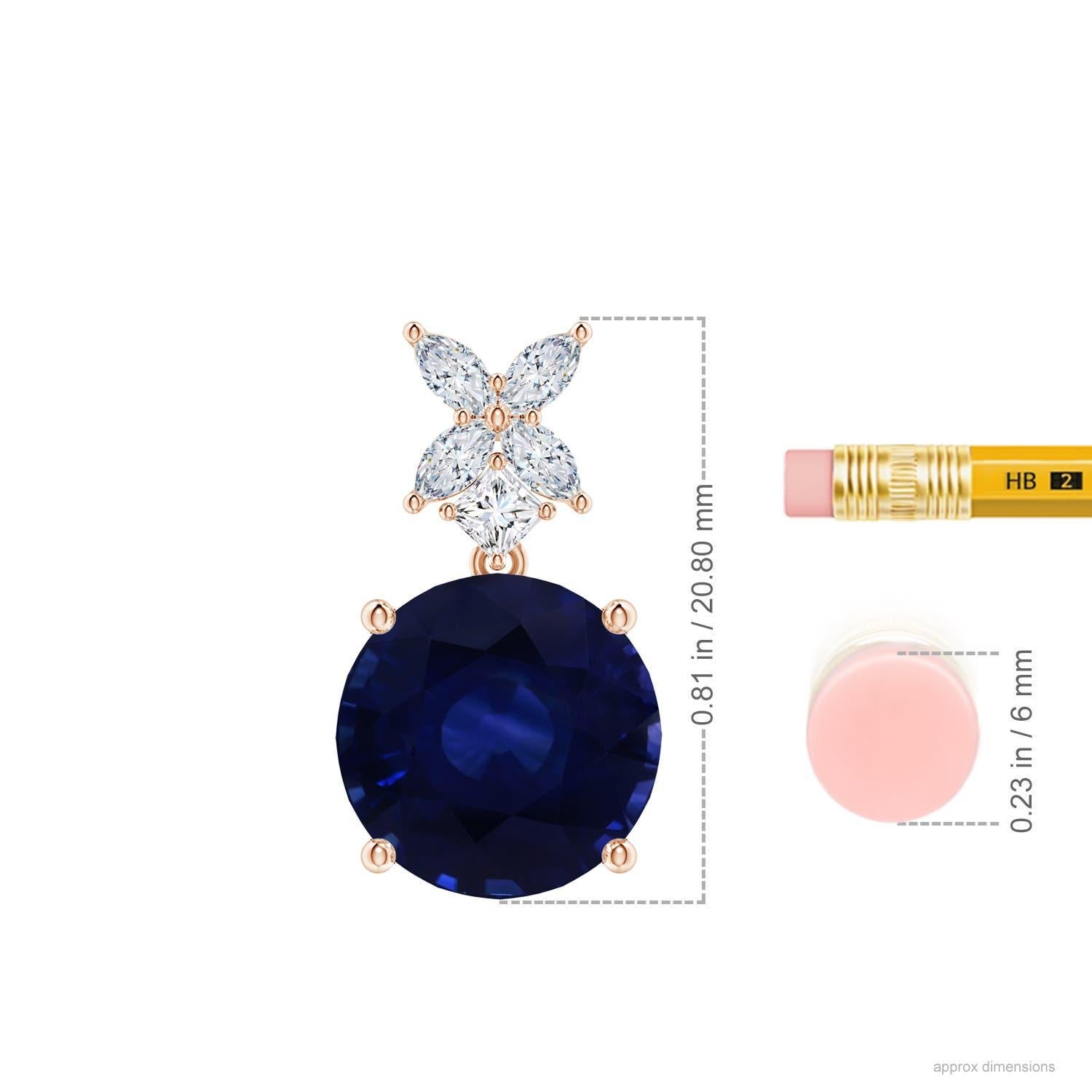 Modern ANGARA GIA Certified Round Natural Blue Sapphire Rose Gold Pendant Necklace