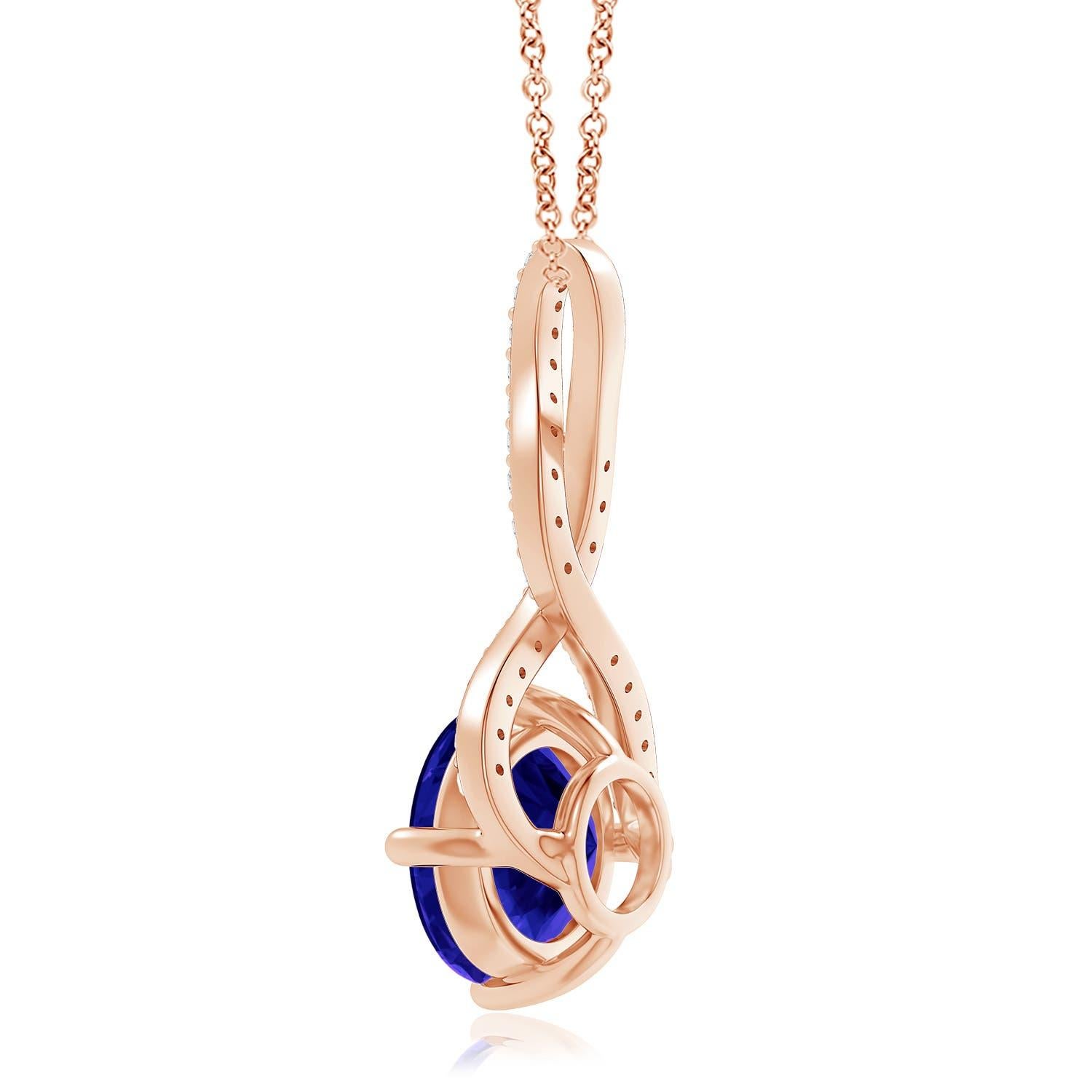 ANGARA GIA Certified Round Natural Tanzanite Infinity Twist Rose Gold Pendant In New Condition For Sale In Los Angeles, CA