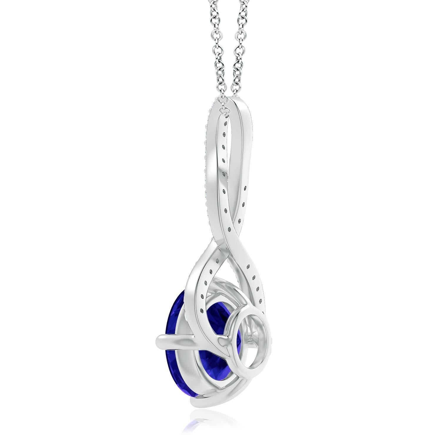 ANGARA GIA Certified Round Natural Tanzanite Infinity Twist White Gold Pendant In New Condition For Sale In Los Angeles, CA