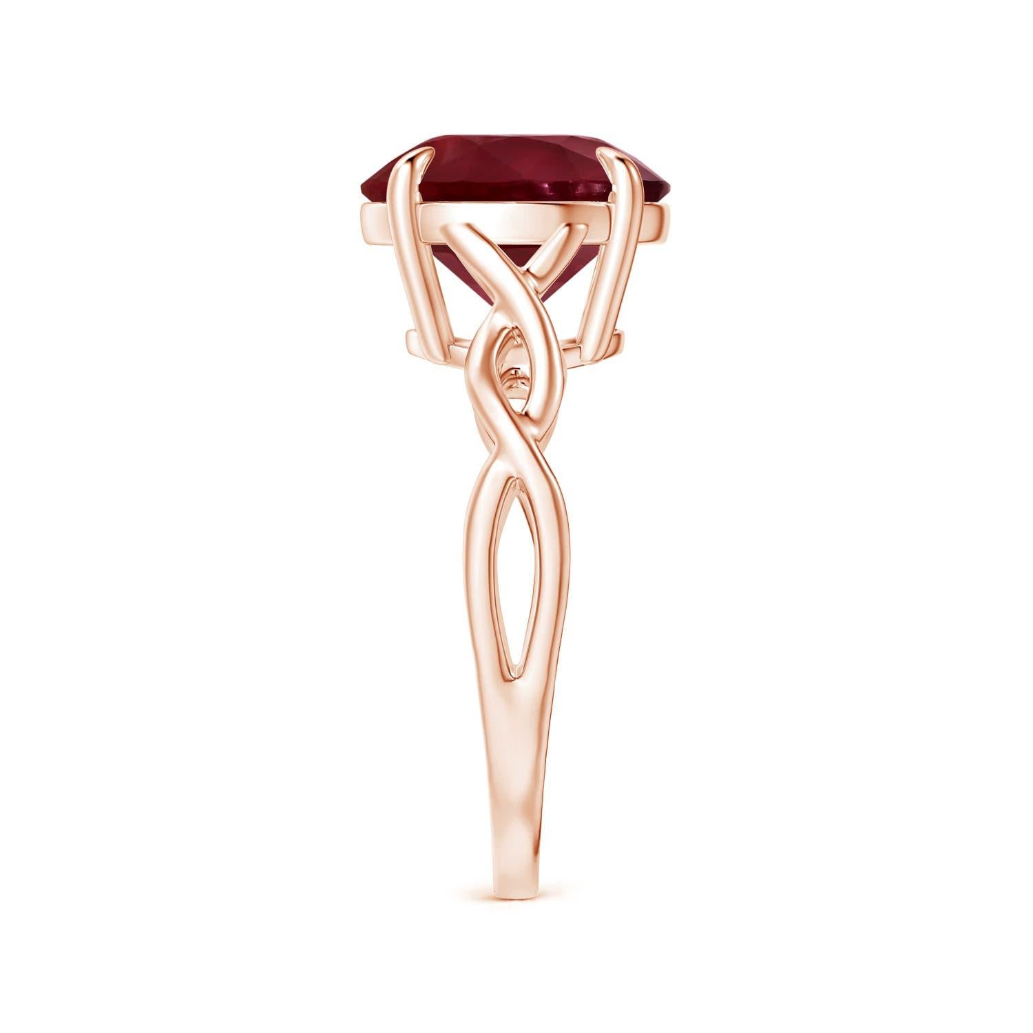 For Sale:  ANGARA GIA Certified Round Ruby Solitaire Ring in Rose Gold with Twisted Shank 4