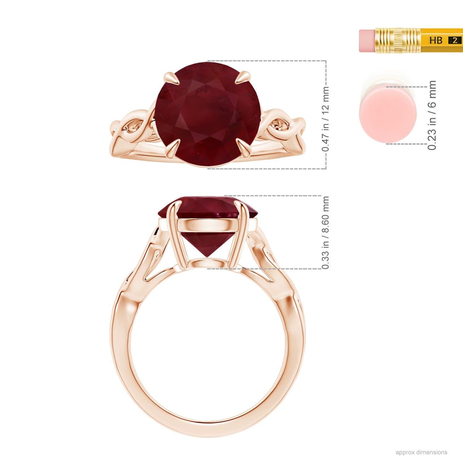 For Sale:  ANGARA GIA Certified Round Ruby Solitaire Ring in Rose Gold with Twisted Shank 5