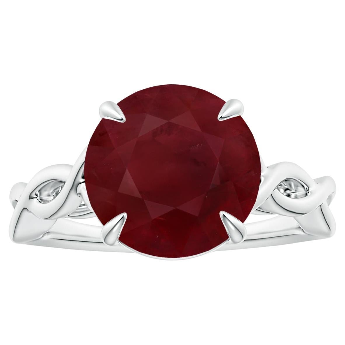 For Sale:  ANGARA GIA Certified Round Ruby Solitaire Ring in White Gold with Twisted Shank