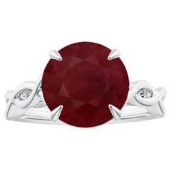 ANGARA GIA Certified Round Ruby Solitaire Ring in White Gold with Twisted Shank