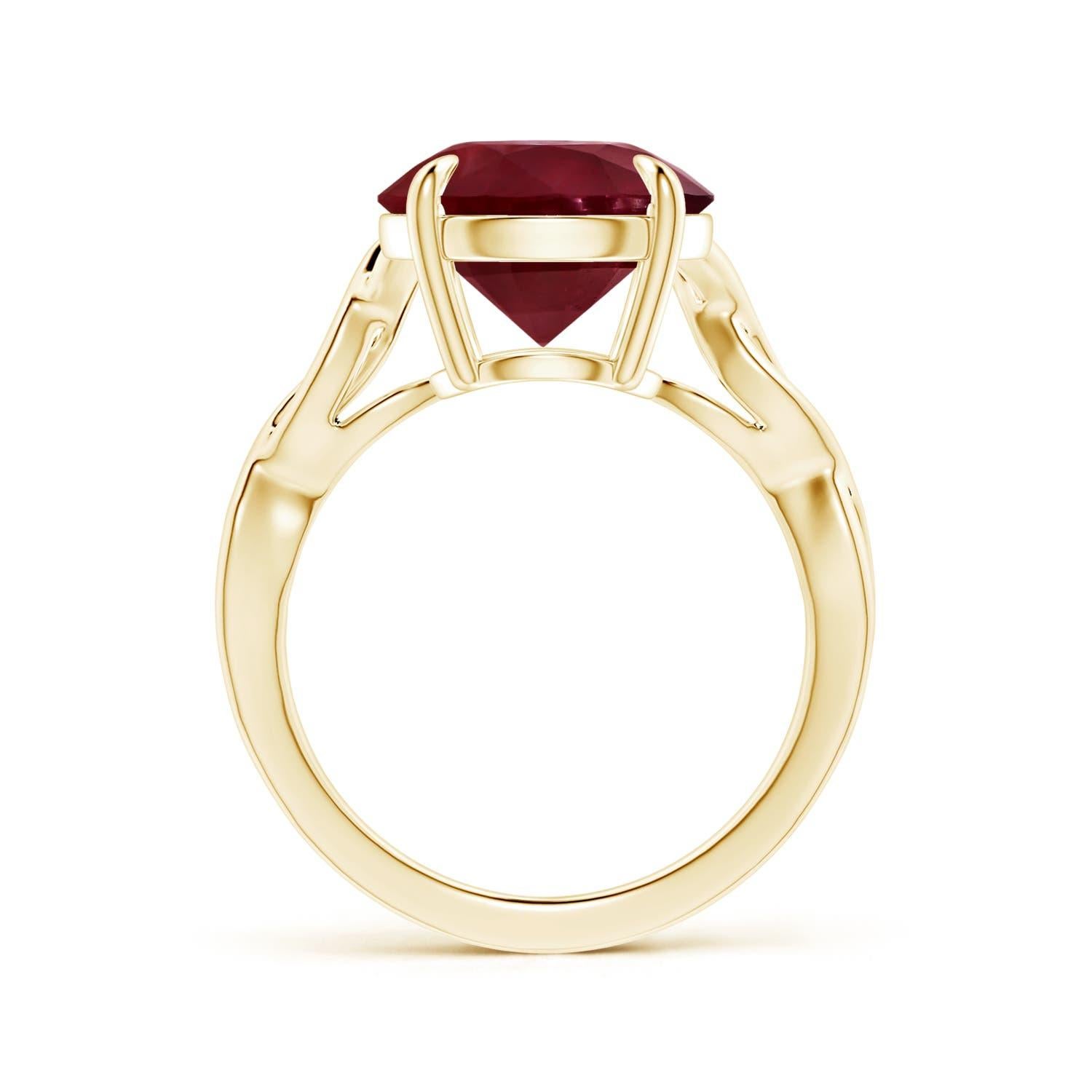 Im Angebot: ANGARA GIA zertifizierter runder Rubin Solitär Ring in Gelbgold mit gedrehtem Schaft () 2