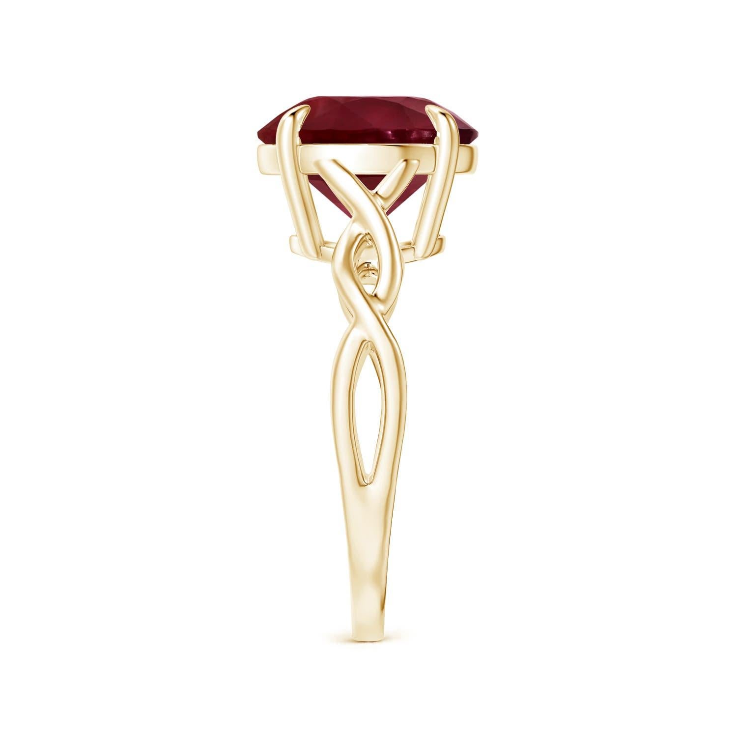 Im Angebot: ANGARA GIA-zertifizierter runder Rubin Solitär-Ring aus Gelbgold mit gedrehtem Schaft () 4