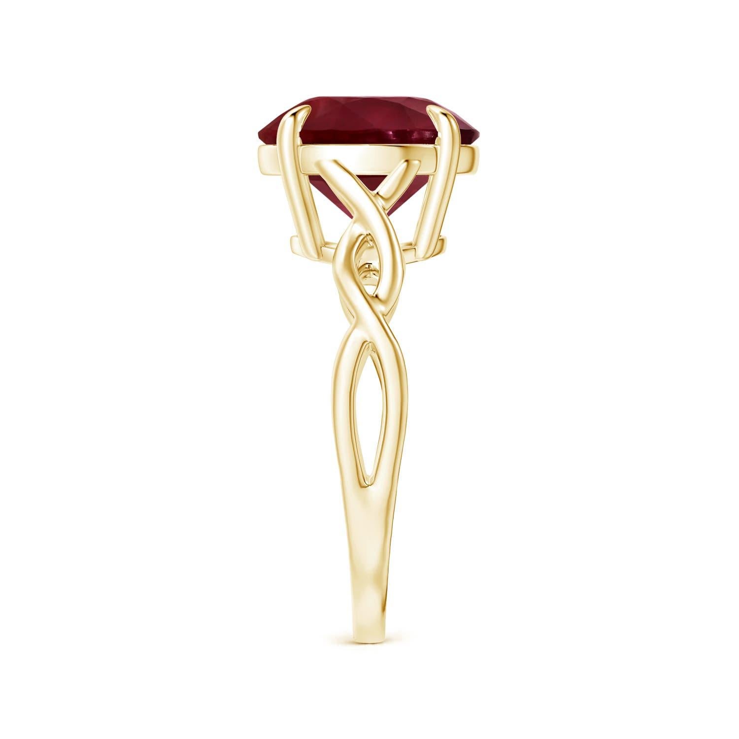 For Sale:  ANGARA GIA Certified Round Ruby Solitaire Ring in Yellow Gold with Twisted Shank 4
