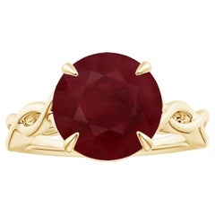 ANGARA GIA Certified Round Ruby Solitaire Ring in Yellow Gold with Twisted Shank