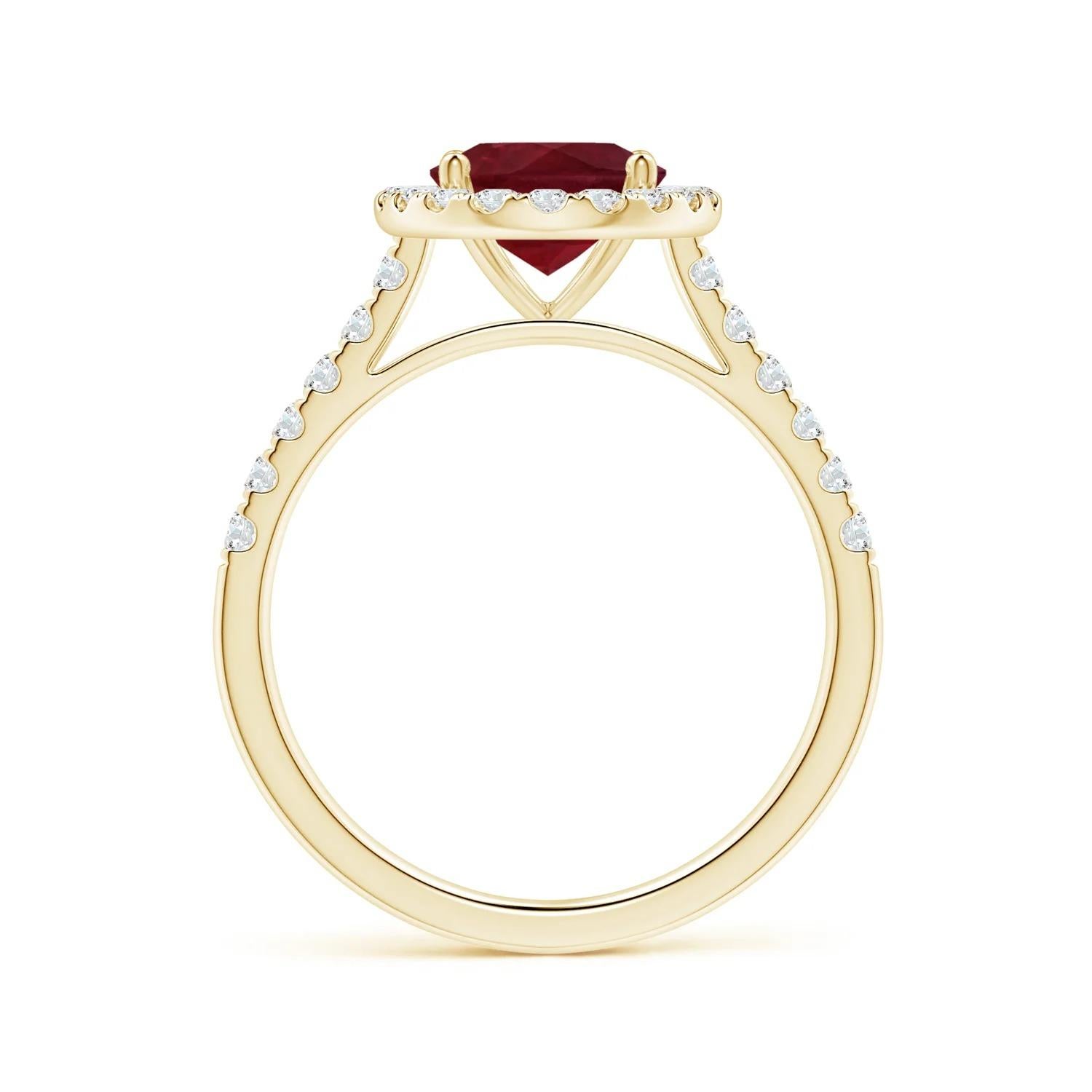 ANGARA GIA Certified Ruby Halo Ring in Yellow Gold with Diamond Accents 2