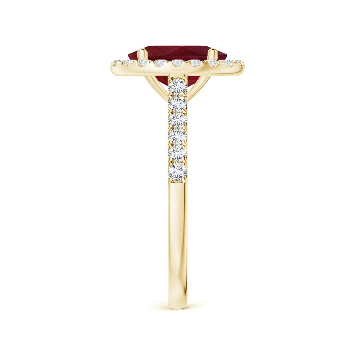 ANGARA GIA Certified Ruby Halo Ring in Yellow Gold with Diamond Accents 4