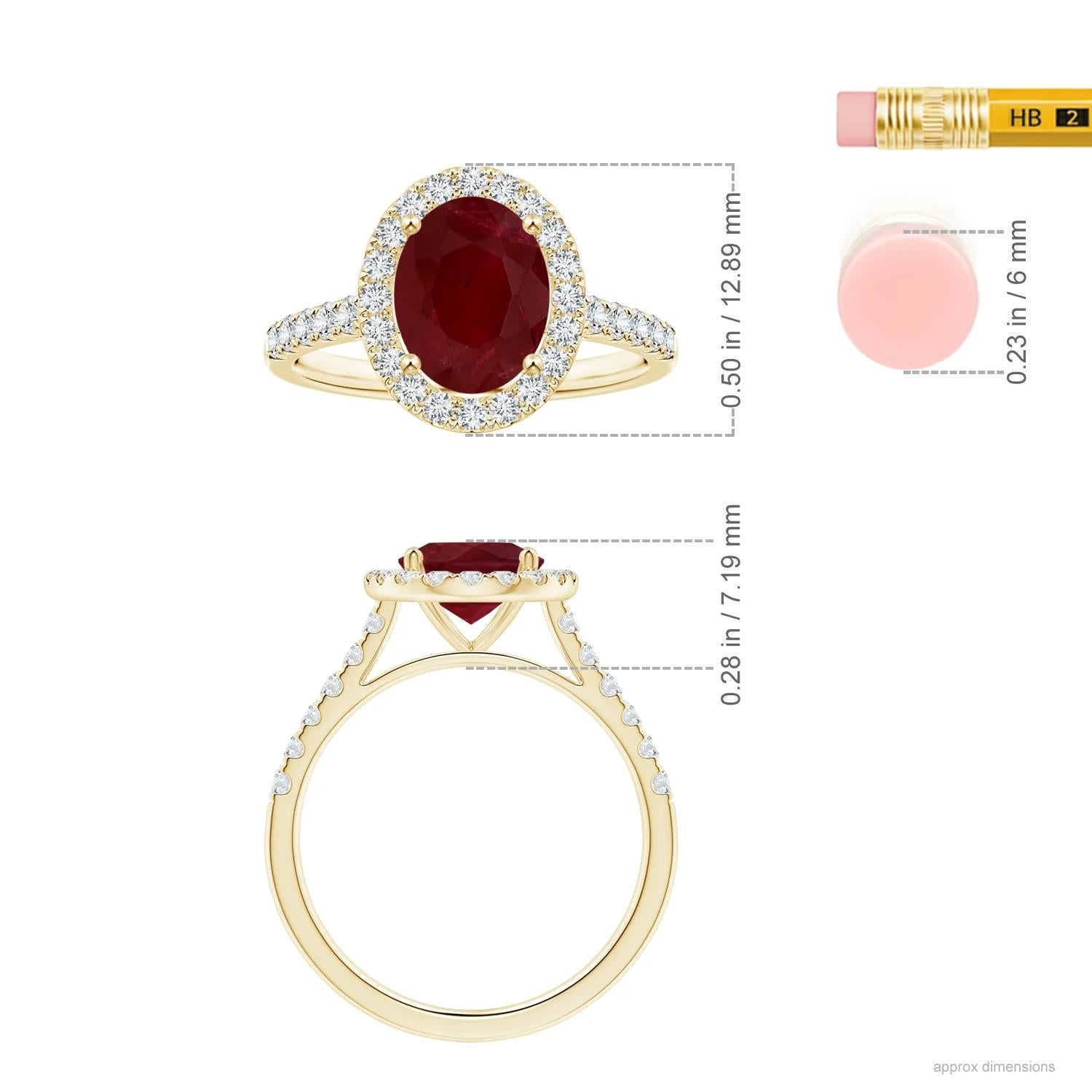 ANGARA GIA Certified Ruby Halo Ring in Yellow Gold with Diamond Accents 5