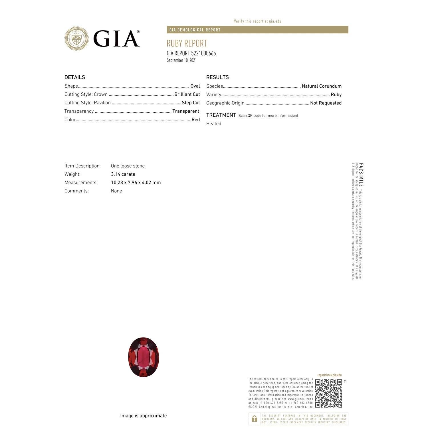 En vente :  Angara, bague halo d'inspiration princesse Diana en or blanc et rubis certifié GIA 3