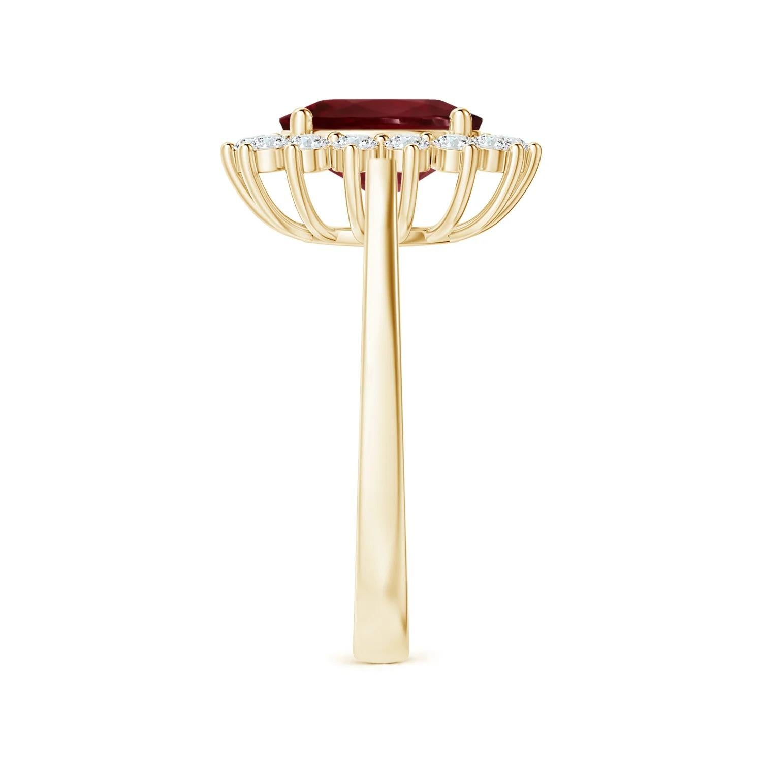 ANGARA GIA Certified Ruby Princess Diana Inspired Halo Ring in Yellow Gold 4
