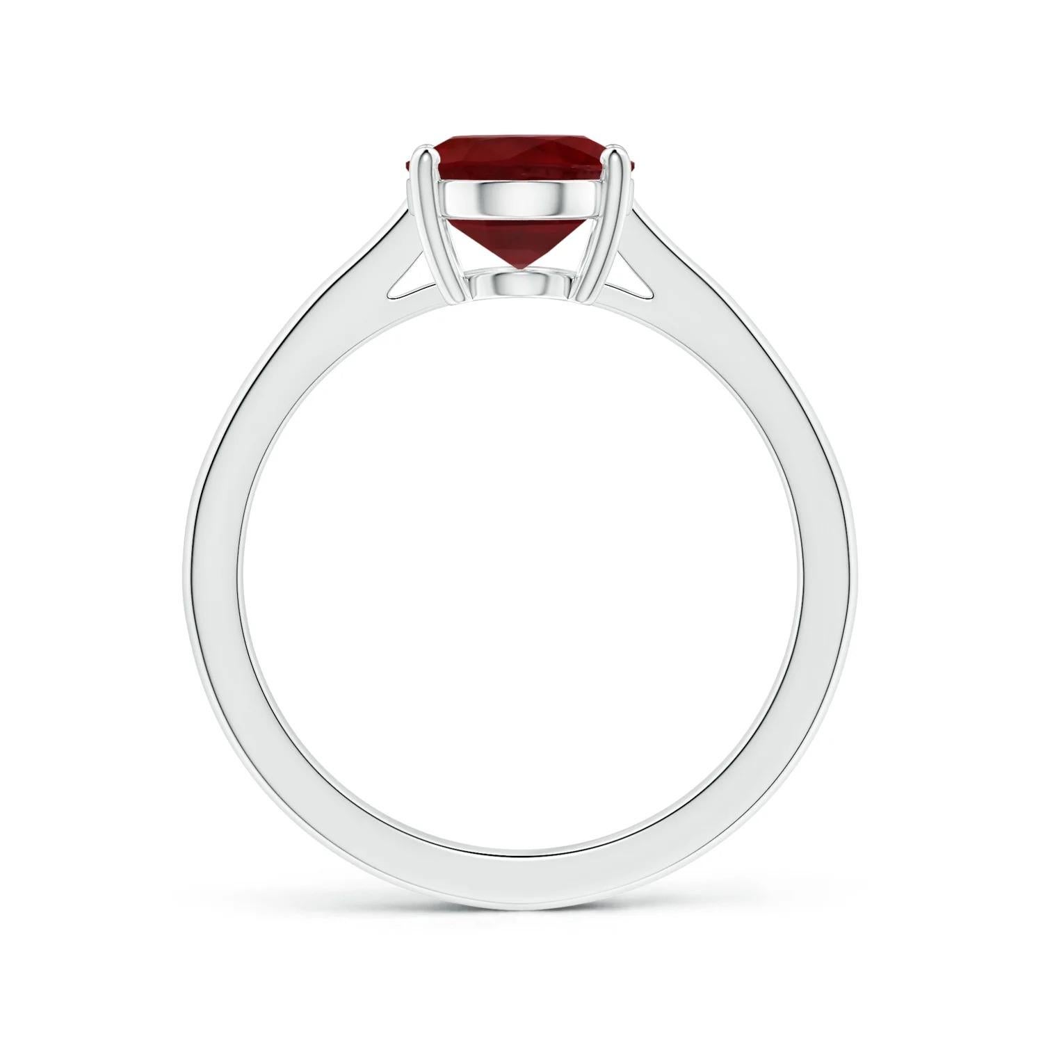 For Sale:  ANGARA GIA Certified Ruby Solitaire Ring in Platinum with Reverse Tapered Shank 3