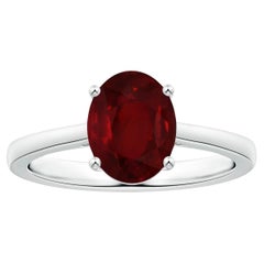 ANGARA Anillo solitario de rubí certificado por GIA en platino con vástago cónico invertido
