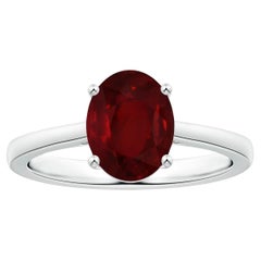 ANGARA GIA Certified Ruby Solitaire Ring in Platinum with Reverse Tapered Shank