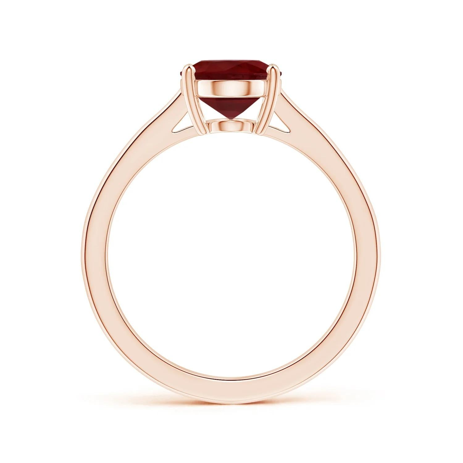 For Sale:  ANGARA GIA Certified Ruby Solitaire Ring in Rose Gold with Reverse Tapered Shank 3