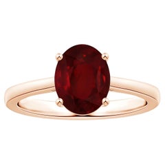 ANGARA Anello con solitario di rubino certificato GIA in oro rosa con gambo conico rovesciato