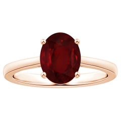 ANGARA GIA Certified Ruby Solitaire Ring in Rose Gold with Reverse Tapered Shank