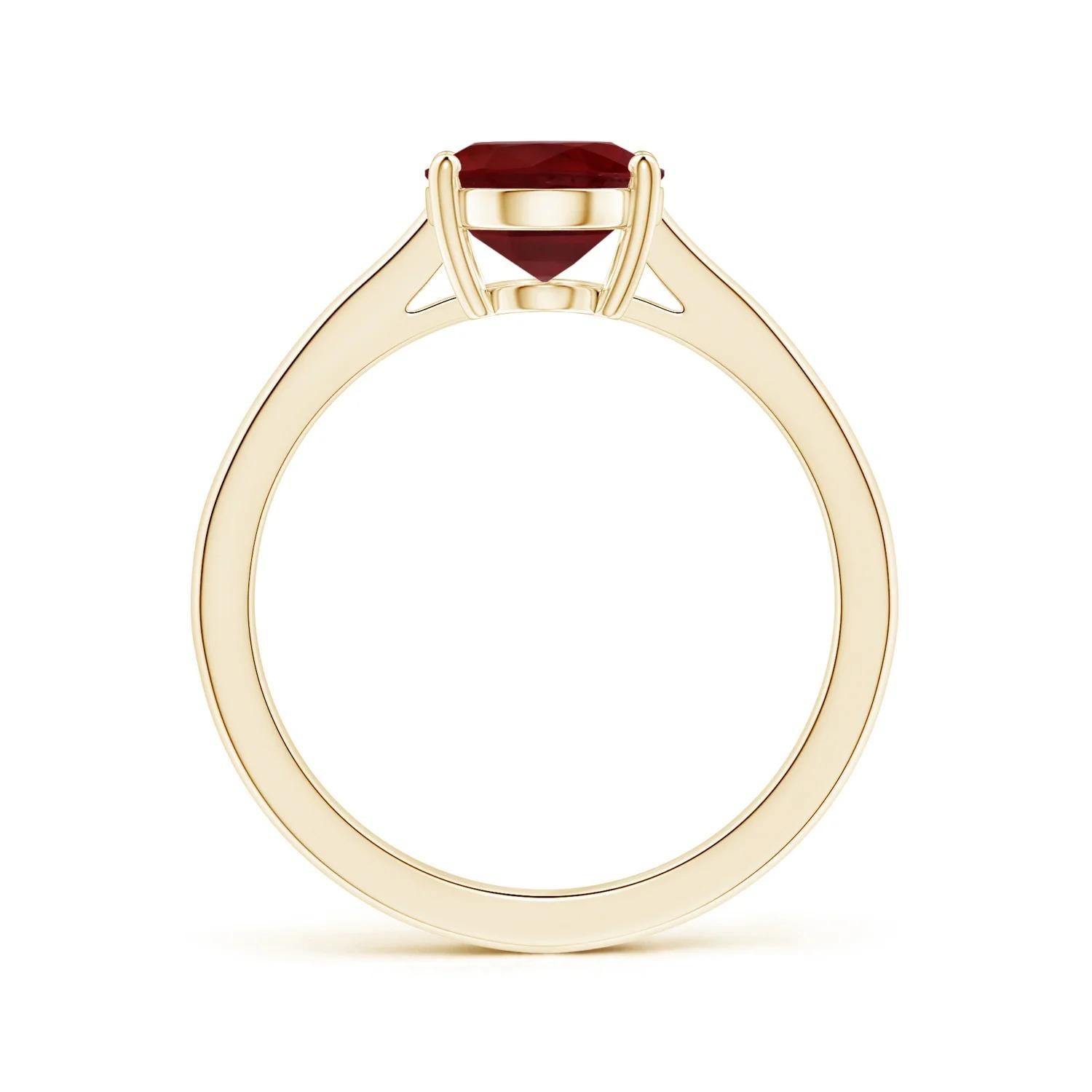 For Sale:  ANGARA GIA Certified Ruby Solitaire Yellow Gold Ring with Reverse Tapered Shank 3