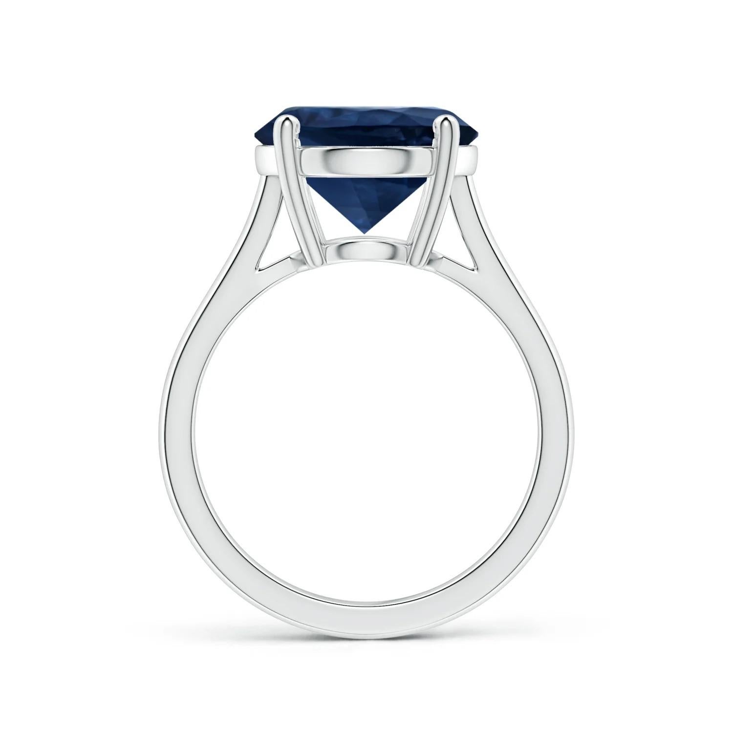 For Sale:  Angara Gia Certified Sapphire Solitaire Reverse Tapered Shank Ring in Platinum 2