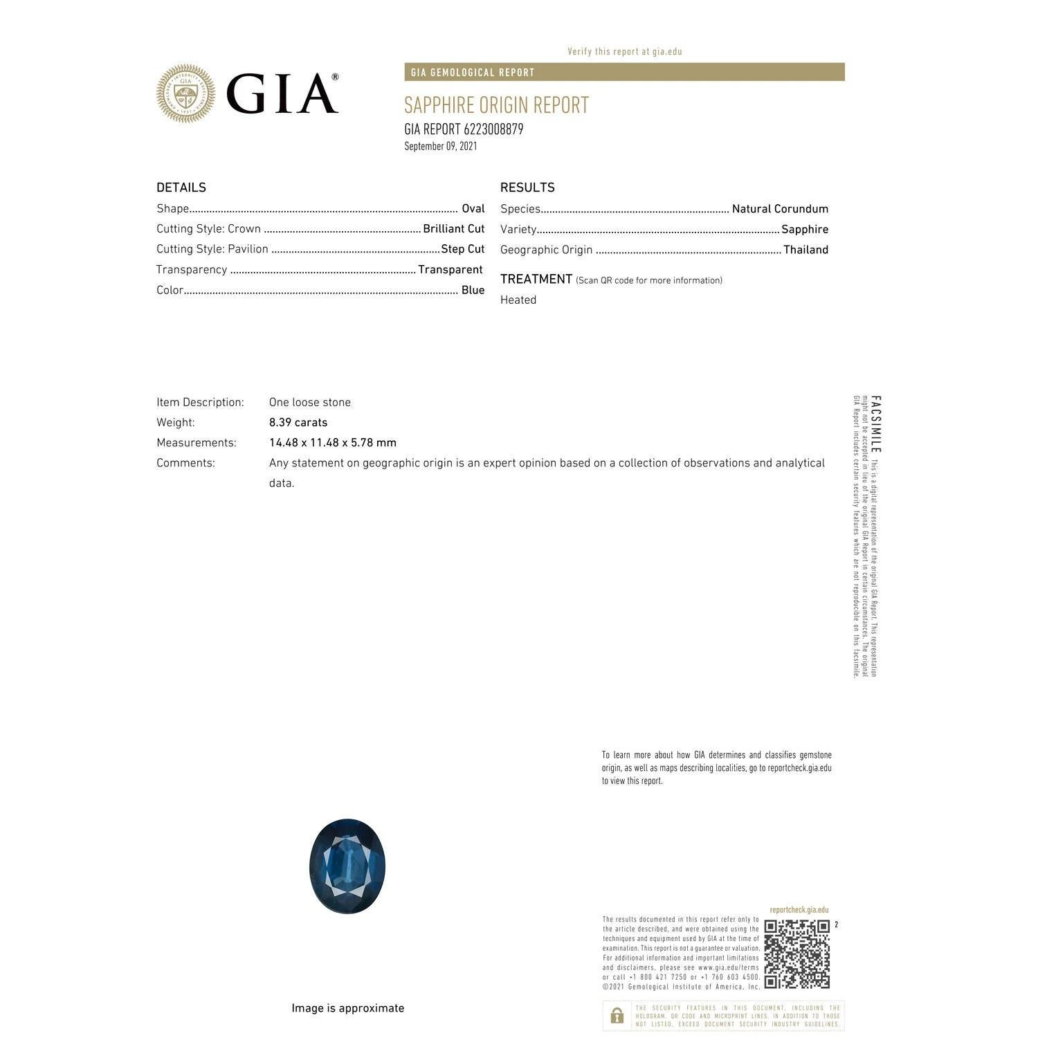 Im Angebot: Angara Gia Zertifizierter Saphir Solitär Rückseitig verjüngender Schaft Ring aus Platin () 3